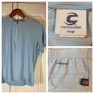 Cannondale Cycling Jersey Womens Large Blue 1/2 Zip Bike Ride‎ MTB USA READ
